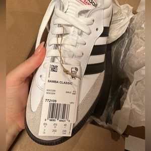 Adidas samba white/cream/brown/black men’s size 7 conversion womens 8